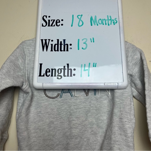 Calvin Klein Grey Quilted Crewneck Sweatshirt Logo 18 Months - Picture 10 of 10